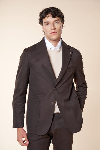 Giacca Uomo Monopetto con Tasche Applicate|Colore:Marrone