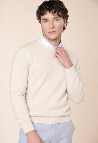 Maglia Uomo Girocollo a Maniche Lunghe|Colore:Panna