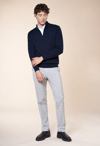 Maglia Uomo Mezza Zip con Collo Alto|Colore:Blu navy