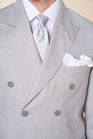 Abito Uomo Doppiopetto con Revers a Lancia|Colore:Perla