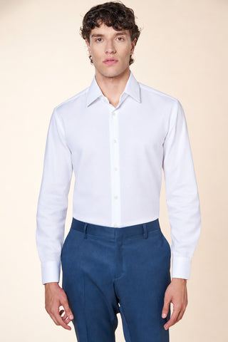 Camicia Uomo Collo Classico Trama Nido D'APe|Colore:Bianco