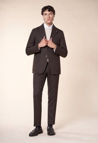 Giacca Uomo Monopetto con Tasche Applicate|Colore:Marrone