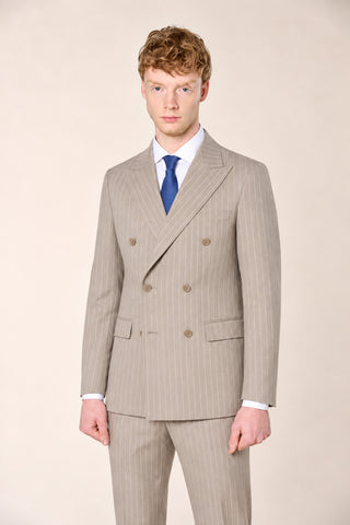 Abito Doppiopetto Gessato|Colore:Beige