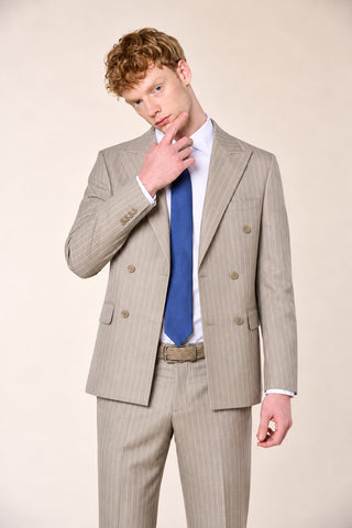 Abito Doppiopetto Gessato|Colore:Beige