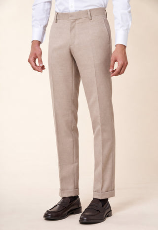 Pantaloni Uomo con Pinces e Risvolto al Fondo|Colore:Beige