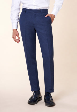 Pantaloni Uomo con Pinces e Risvolto al Fondo|Colore:Dark blu