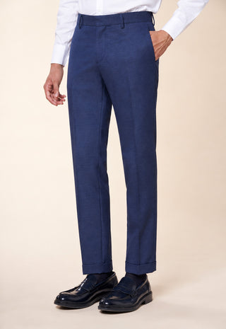 Pantaloni Uomo con Pinces e Risvolto al Fondo|Colore:Dark blu