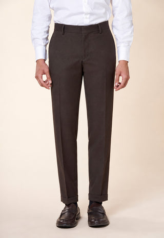 Pantaloni Uomo con Pinces e Risvolto al Fondo|Colore:Marrone