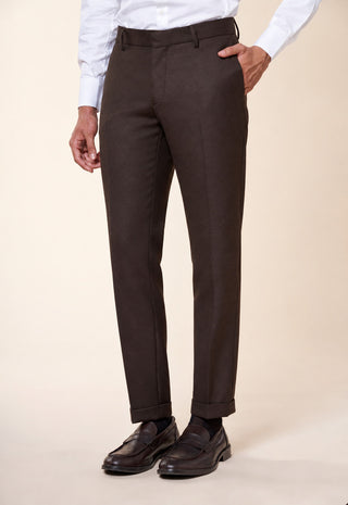 Pantaloni Uomo con Pinces e Risvolto al Fondo|Colore:Marrone