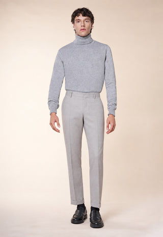 Pantaloni Uomo con Pinces e Risvolto al Fondo|Colore:Perla
