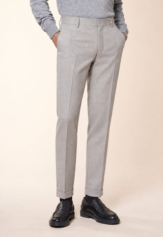 Pantaloni Uomo con Pinces e Risvolto al Fondo|Colore:Perla