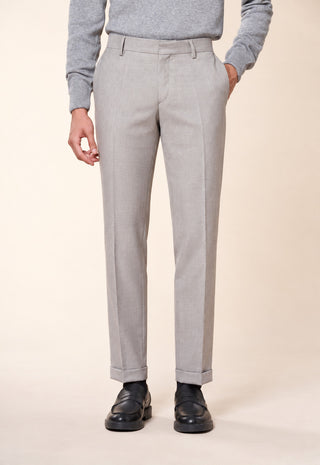 Pantaloni Uomo con Pinces e Risvolto al Fondo|Colore:Perla