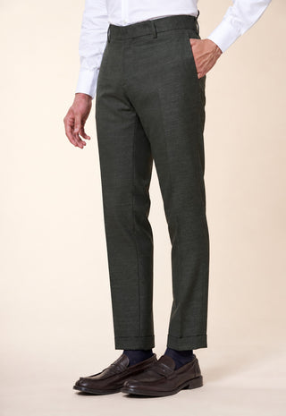 Pantaloni Uomo con Pinces e Risvolto al Fondo|Colore:Verde