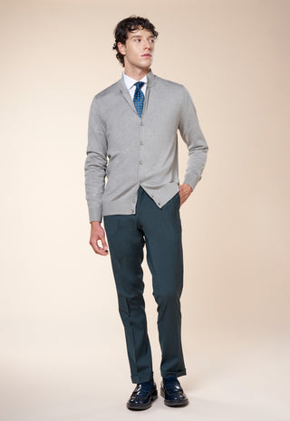 Cardigan Uomo con Scollo a V e Bottoni|Colore:Perla