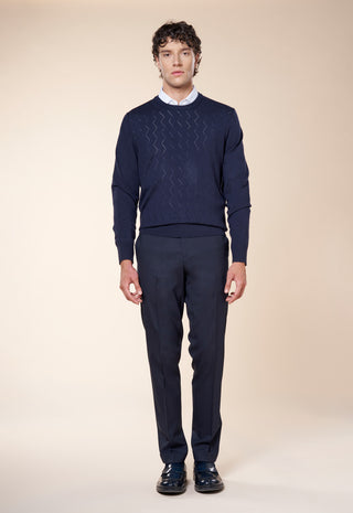 Maglia Uomo Girocollo con Motivo Geometrico|Colore:Blu navy