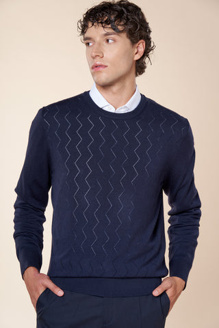 Maglia Uomo Girocollo con Motivo Geometrico|Colore:Blu navy