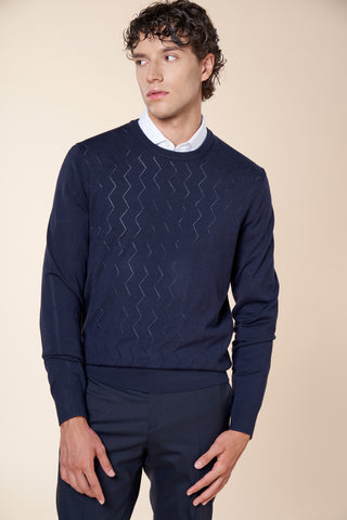 Maglia Uomo Girocollo con Motivo Geometrico|Colore:Blu navy