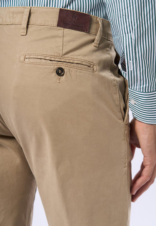 Pantaloni Chino Uomo Risvolto e Tasche a Filetto|Colore:Beige
