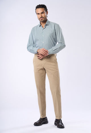Pantaloni Chino Uomo Risvolto e Tasche a Filetto|Colore:Beige
