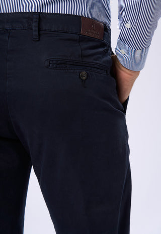 Pantaloni Chino Uomo Risvolto e Tasche a Filetto|Colore:Blu