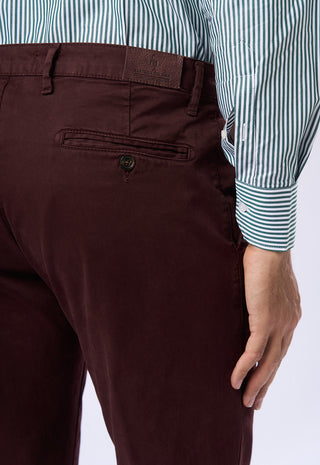 Pantaloni Chino Uomo Risvolto e Tasche a Filetto|Colore:Bordeaux
