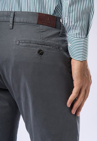 Pantaloni Chino Uomo Risvolto e Tasche a Filetto|Colore:Piombo