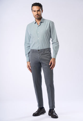 Pantaloni Chino Uomo Risvolto e Tasche a Filetto|Colore:Piombo