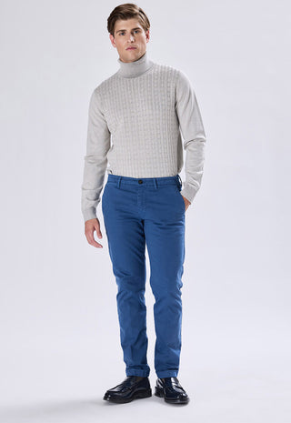 Pantaloni Chino Uomo Risvolto e Tasche a Filetto|Colore:Lavagna