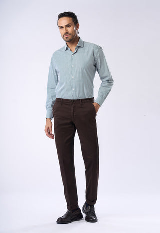Pantaloni Chino Uomo Risvolto e Tasche a Filetto|Colore:Marrone