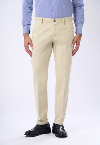 Pantaloni Chino Uomo Risvolto e Tasche a Filetto|Colore:Off white