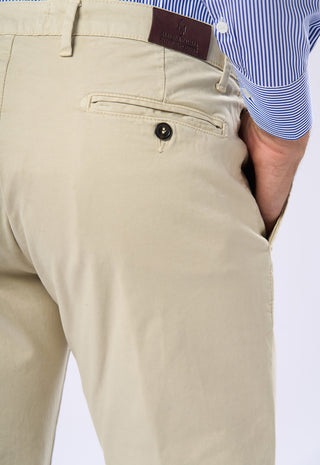 Pantaloni Chino Uomo Risvolto e Tasche a Filetto|Colore:Off white