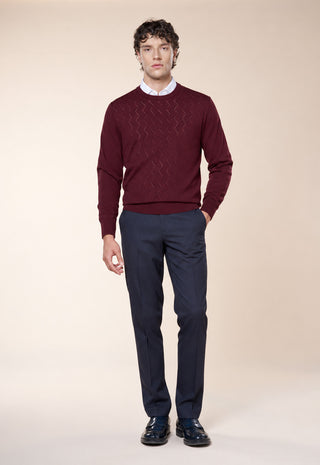 Maglia Uomo Girocollo con Motivo Geometrico|Colore:Bordeaux