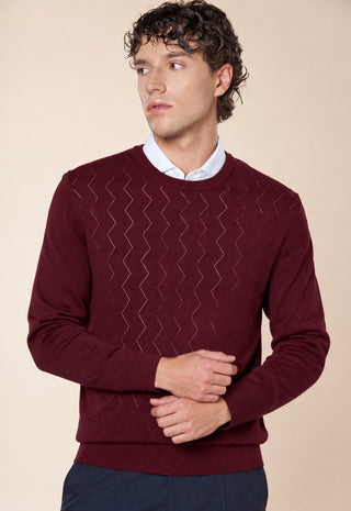 Maglia Uomo Girocollo con Motivo Geometrico|Colore:Bordeaux