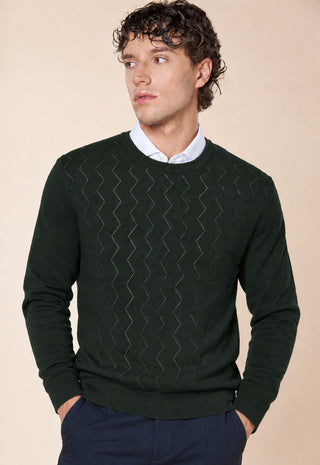 Maglia Uomo Girocollo con Motivo Geometrico|Colore:Verde