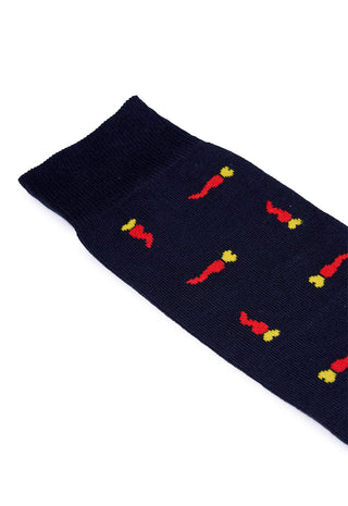 Calze Uomo Lunghe in Cotone con Motivo Cornetto|Colore:Blu
