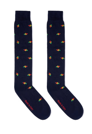 Calze Uomo Lunghe in Cotone con Fantasia Bastoni|Colore:Blu