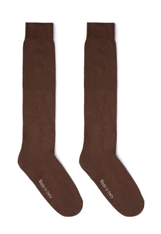 Calze Uomo Lunghe in 90% Cotone Tinta Unita|Colore:Marrone