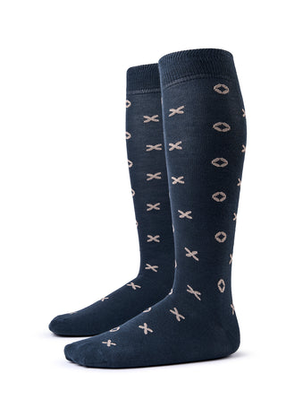 Calze Uomo Lunghe Cotone con Fantasia Geometrica|Colore:Verde