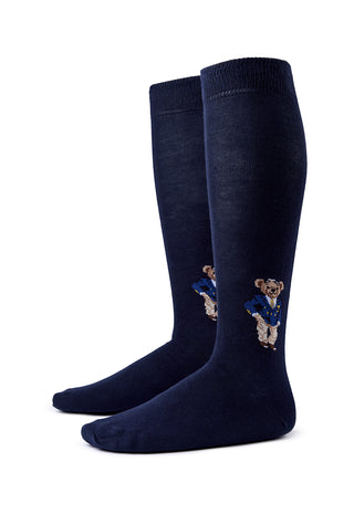 Calze Uomo Lunghe 90% Cotone con Orsetto|Colore:Blu