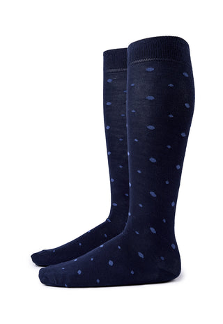 Calze Uomo Lunghe 90% Cotone Fantasia a Pois|Colore:Blu