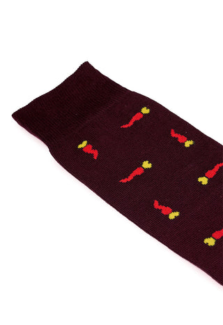Calze Uomo Lunghe in Cotone con Motivo Cornetto|Colore:Bordeaux