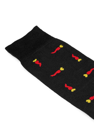 Calze Uomo Lunghe in Cotone con Motivo Cornetto|Colore:Nero