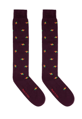Calze Uomo Lunghe in Cotone con Fantasia Bastoni|Colore:Bordeaux
