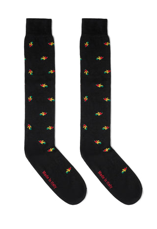 Calze Uomo Lunghe in Cotone con Fantasia Bastoni|Colore:Nero