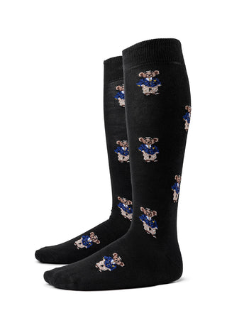 Calze Uomo Lunghe in Cotone con Fantasia Orsetto|Colore:Nero