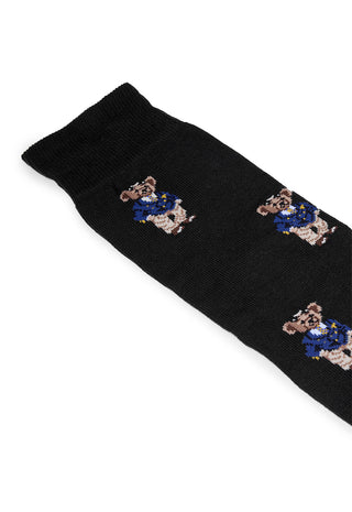 Calze Uomo Lunghe in Cotone con Fantasia Orsetto|Colore:Nero