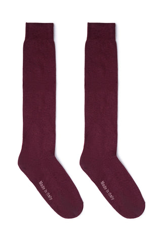 Calze Uomo Lunghe in 90% Cotone Tinta Unita|Colore:Bordeaux