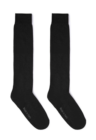 Calze Uomo Lunghe in 90% Cotone Tinta Unita|Colore:Nero