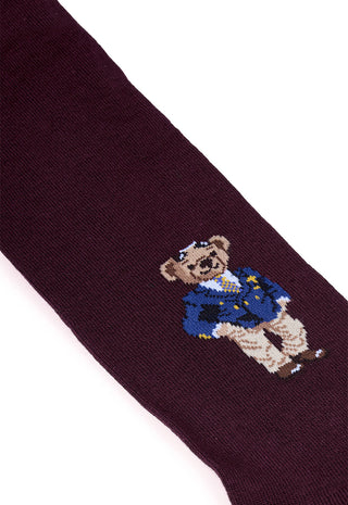 Calze Uomo Lunghe 90% Cotone con Orsetto|Colore:Bordeaux