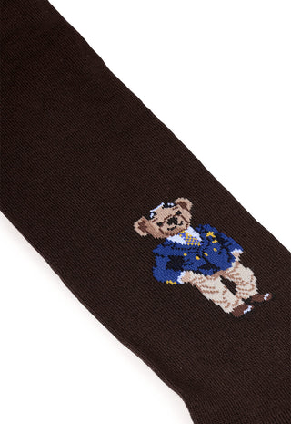 Calze Uomo Lunghe 90% Cotone con Orsetto|Colore:Marrone
